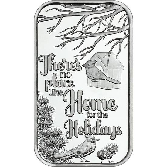 1 oz Silver Bar Christmas No Place Like Home Holidays Cardinals